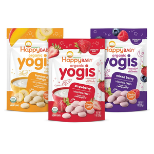 3 Boxes Happy Baby Organics Yogis Freeze-Dried Yogurt & Fruit Snacks, 3 Flavor Variety Pack, 1 Ounce (Pack of 3), Best By: 07/18/2026