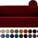 Joccun Christmas Stretch Couch Cover Slipcovers, 1-Piece Sofa Covers for 3 Cushion Couch Spandex Jacquard Washable Furniture Protector Cover for Living Room,Kids,Pets(Sofa,Red Dahlia) (Large78"-94")