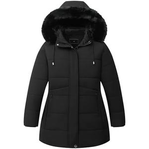Pefflarge Women's Plus Size Winter Coat Waterproof warm Down Coat Detachable Hooded Parka Jacket, 1X