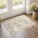 UERMEI 2x3 Washable Entryway Area Rug: Neutral Abstract Small Floor Carpet Soft Low Pile Non-Slip Indoor Door Mat for Kitchen Hallway Stain Resistant for Pets and Kids Room Golden Brown