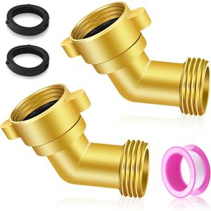 45 Degree Hose Elbow, 3/4'' GHT Garden Hose Elbow, Brass Water Hose Elbow for RV, Water Hose Connectors with Male to Female Port, 45 Degree Hose Elbow, for Garden Hoses,RV,Camper,Water Nozzles, etc