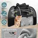 Cat Backpack Carrier with Comfort Handle, Ventilated Cat Backpack with Reflective Strips, with Chest and Shoulder Buckles, Foldable Cat Carrying Backpack for Kitty Small Dog up to 15lbs(Grey).