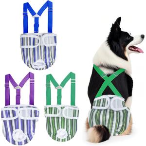 Washable Female Dog Diaper with Suspender - 3 Pack Reusable Super Absorbent & Leakproof Fixed Doggie Diapers for Dogs in Heat Cycle-XS