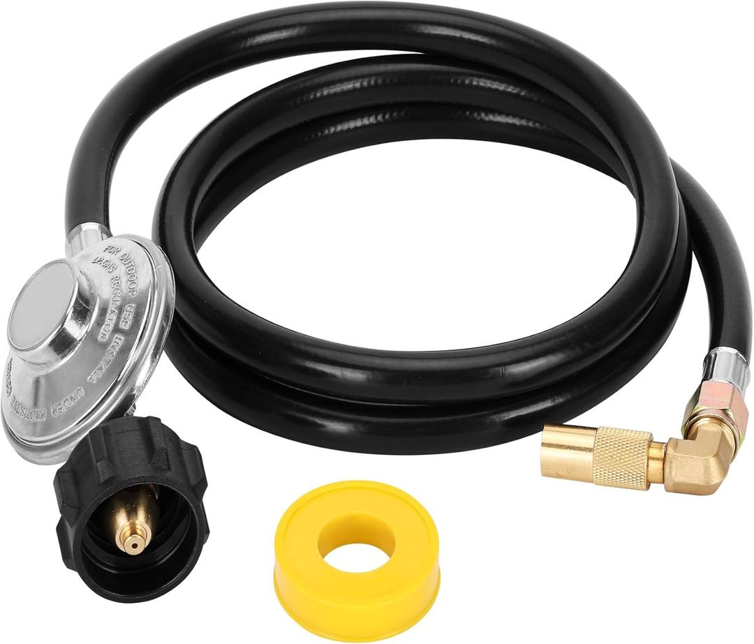 6.5 Feet Propane Regulator and Hose with Elbow Adaptor for Blackstone 17" and 22" Tabletop Griddle, QCC1 Universal Grill Regulator Replacement Parts for Most LP Gas Grill Heater and Fire Pit Table