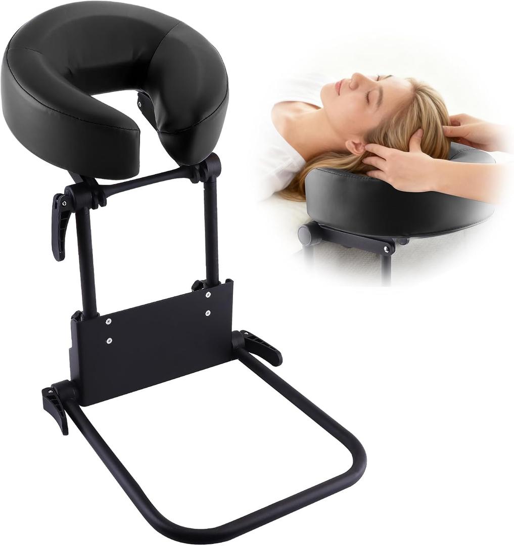 TOROKOM Adjustable Headrest Face Pillow Cradle, Massage Home Mattress Top Massage Kit Face Pillow Cradle & Face Cushion Support BracketBlack