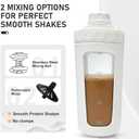 26oz Glass Protein Shaker Bottle, Stainless Steel Mixing Ball & Silicone Sleeve, Odorless, Leak-Proof, BPA-Free, Ideal for Smoothies & Workout Drinks(Frost White)