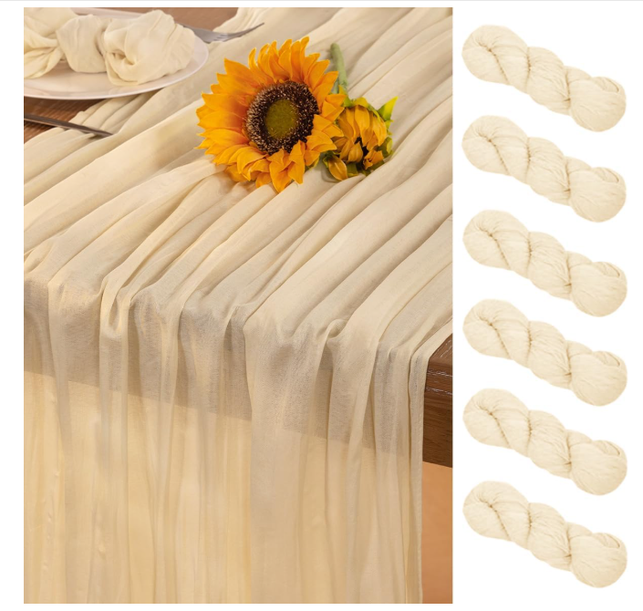 Beige Cheesecloth Table Runner,  120×60"