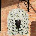 MJFloria Artificial Fake Flowers Plants Hanging Baskets for Outdoor Outside Decor, Faux Silk Hanging White Morning Glory Trailing Vines UV Resistant for Porch Patio Home Decoration