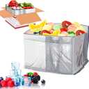 ABC 50 Pack Double Layer Foil Insulated Box Liners 11 x 8.5 x 5.5 inch. Silver Insulated Shipping Boxes for Frozen Food, Odorless Insulated Containers. Fits USPS Medium Flat Rate Box