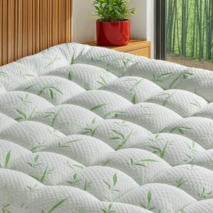 Mattress Pad King Size - 3D+7D Down Alternative Fill, Viscose Made from Bamboo Cover, Extra Plush for Back Pain, 8"-18" Deep Pocket(78"x80")