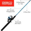 Zebco Salt Fisher 33 Spincast Reel and Fishing Rod Combo, 6-Foot 6-Inch 2-Piece Medium-Heavy Power, Moderate-Fast Action Fiberglass Rod, Interchangeable Retrieve, 12-Pound Line, Blue/Silver, 30