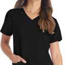 Dickies Women's Scrub Top V-Neck Top with 2 Pockets, Moisture Wicking and 360 Stretch Fabric - DK615 (X-Large, Black)