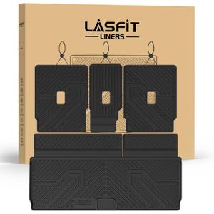 LASFIT Floor Mats&Cargo Backrest Mat for 7&8 Seats Ford Expedition Standard & Lincoln Navigator Standard 2025 2026,Costom Fit All Weather Protection TPE Easy Clean Floor Liners,4pcs.