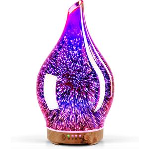 Porseme Essential Oil Diffuser 3D Firework Glass Aromatherapy Ultrasonic Humidifier Rose Gold, Auto Shut-Off, Timer Setting, BPA Free, Aroma Decoration for Home, Office, Gym, Spa, Premium Gift 150ml