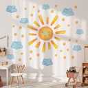 35.4 11.8 Inch Sun Clouds Wall Decal Watercolor Mural Modern Vinyl Removable Peel Stick Sticker for Nursery Room Playroom Living Room Bedroom Decor