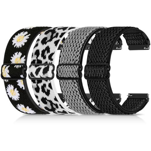 4 Pack 22mm Elastic Bands Compatible with Garmin Venu 3/2, Vivoactive 4 (45mm), Garmin Forerunner 570 (47mm)/255/265/745, Amazfit GTR 4/3/2, Smartwatch Band for Amazfit Bip 6/5, Amazfit Balance