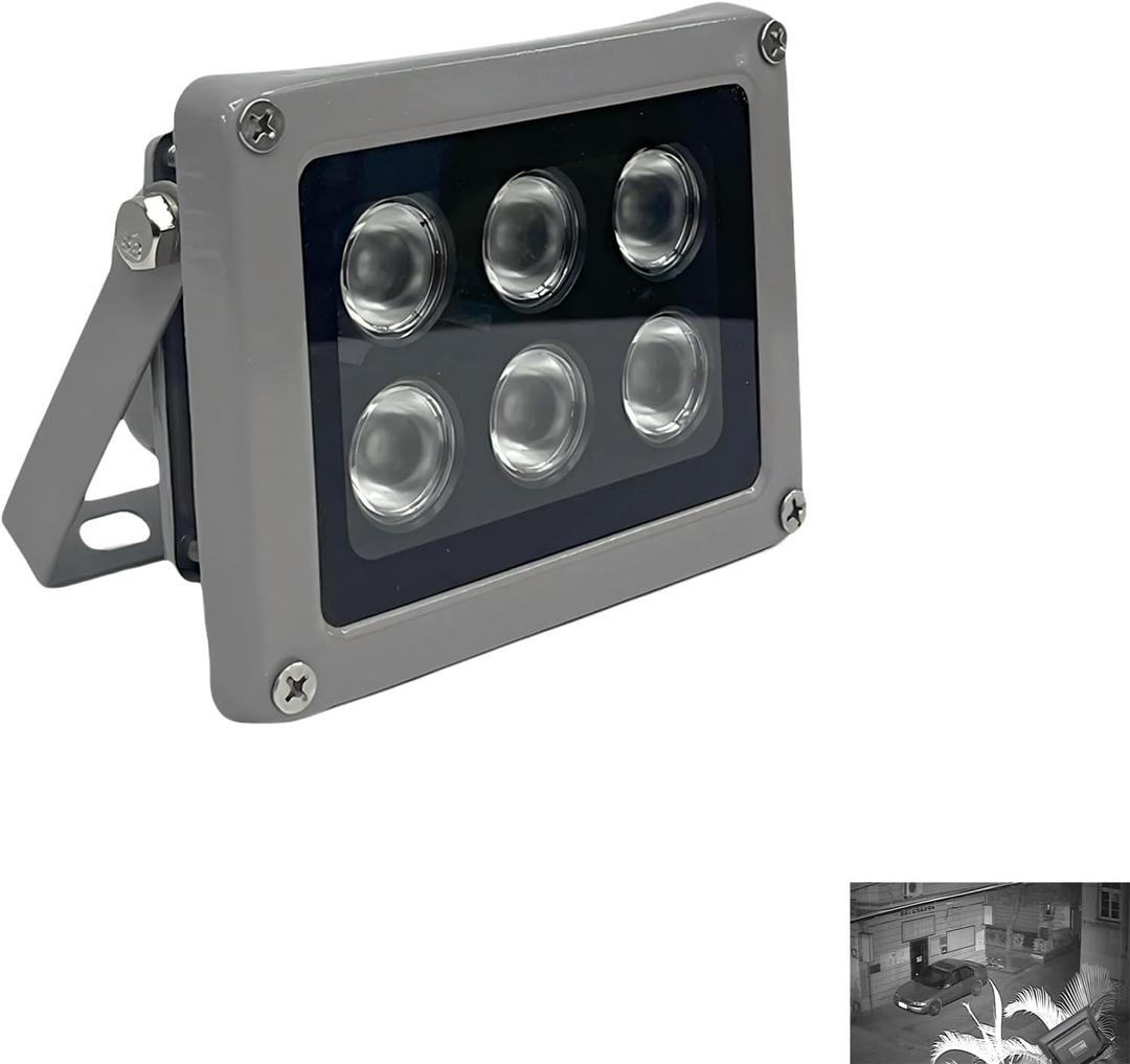 IR Illuminator for CCTV Security Cameras,12V ir Light 6 LED Infrared Illuminator Lights, Rainproof, Automatic Switch at Night (6-lamp IR Illuminator)
