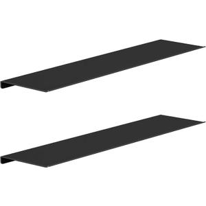 MKO 20" Floating Shelves for Wall, Long Metal Wall Mounted Shelf for Bathroom, Bedroom, Living Room, Kitchen, Display Hanging Shelves for Books/Storage/Room Decor 2 Packs, Black