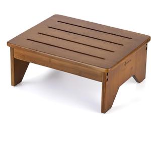 StrongTek Bamboo Bed Step Stool for Adults & Kids  Wide 16" Platform, 300 lbs Capacity, Non-Slip Drainage Surface, 6.5" Height Safe Bedside Stool, Bathroom Shower Step & Office Foot Rest (Walnut)