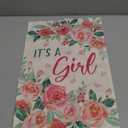 It's a Girl Pink Rose Flower Decorative Garden Flag, New Birth Gender Reveal Small Yard Outside Decorations Gift for New Dad Mom, Baby Shower Baptism Party Outdoor Home Decor Double Sided 12x18