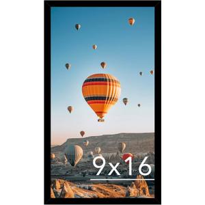 JCJMY 9x16 Picture Frame Black for Wall Hanging, Wall Mounting Horizontally or Vertically, 9 x 16 Wall Gallery Poster Photo Frame with Shatter Resistant Plexiglass, Black