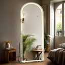 DUMOS Arched Full Length Mirror with Light - 20"×63" LED Floor Standing Mirror with 3 Color Lights & Wall Mounted for Bedroom, Dressing Room, Living Room, Bathroom