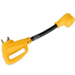 Camco PowerGrip Camper/RV Dogbone Electrical Adapter | Rated for 125 Volts/1875 Watts | Copper 10/3-Gauge Wires, Black and Yellow (55155)