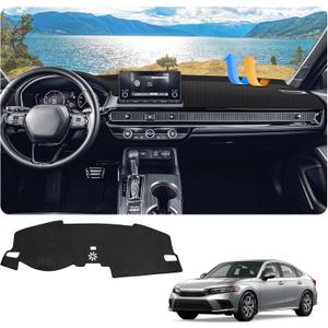 FIILINES Dash Cover for 2022-2025 Honda Civic, Dashboard Mat Accessories Dash Cover Sunshade Nonslip Mesh Protector No Glare Black