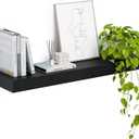 Heimlove 12" Deep Floating Shelves, 36 x 12 Inch Wall Mounted Long Floating Shelf with Invisible Brackets, for Home Decor, Bedroom, Kitchen, Living Room, Bathroom - 1 Pack, Black