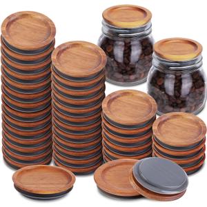 36Pack Regular Mouth Mason Jar Lids Acacia Wooden Storage Canning Jar Lids Ball Jars Bamboo Wooden Lids with Airtight Silicone Seal Ball Wooden Lids for Mason Jars, Brown 36Pack Regular Mouth Mason Jar Lids Acacia Wooden Storage Canning Jar Lids Ball Jars Bamboo Wooden Lids with Airtight Silicone Seal Ball Wooden Lids for Mason Jars, Brown