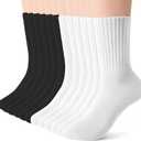 Crew Socks for Women & Men, 6 Pair Cute Cotton Casual Calf Socks Breathable Soft Above Ankle Socks, Size 5-10 (S)
