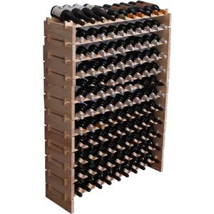 Rack Cabinet Freestanding for Floor Wooden Stackable Storage Modular countertop Wood Holder (120bottle)