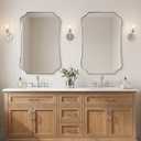 MIRRORART Brushed Nickel Bathroom Mirror for Wall, 24x36’’ Scalloped Mirror