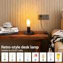 2Pcs Vintage Table Lamp Base Only, Metal Industrial E26/E27 Plug in Screw Light Bulb Socket with 5.6Feet Cord On/Off Switch Plug, Small Edison Desk Lamps Holder for Home Lighting Decor(Black)
