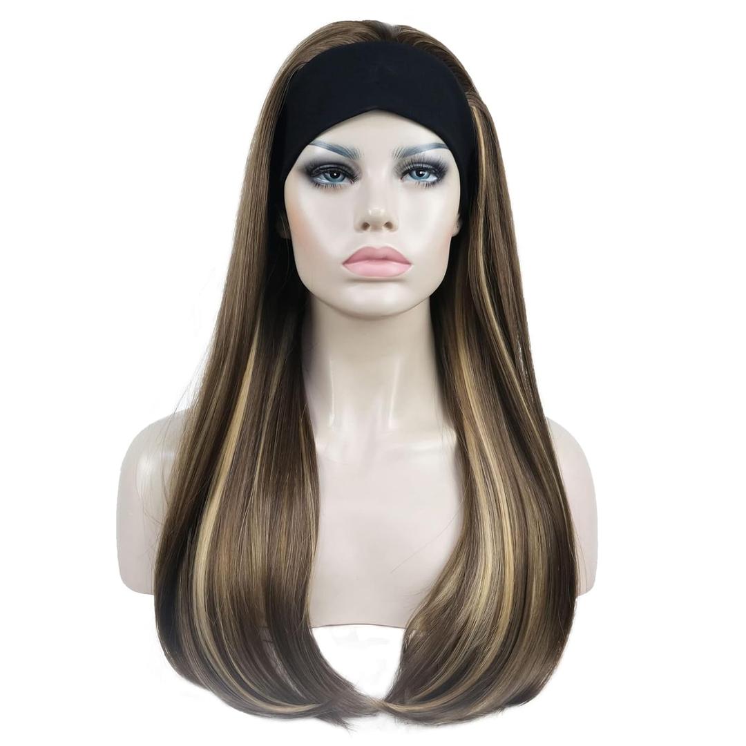 Aimole Long Straight 3/4 Women's Wigs Hair Piece Synthetic Hair with Black Headband(L10-124)
