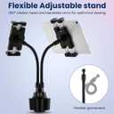 DaisyInner Dual Cup Tablet Mount Holder for Car 360 Rotatable Mount Long Flexible Neck Adjustable Universal Size Fits for Most 2 Tablets 4.7"-10"