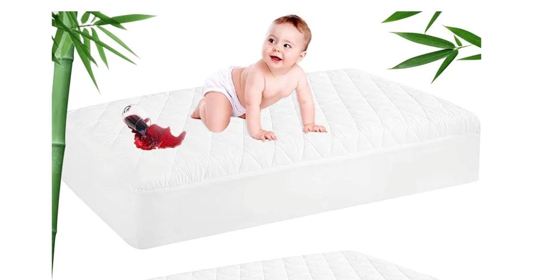 Waterproof Fitted Crib Mattress Pad, 28"x47, White