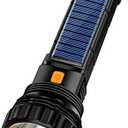 E-SHIDAI Solar Rechargeable Flashlight, Multi Function 1000 Lumens LED Flashlight with Emergency Strobe Light, Handheld LED Flashlights for Home Emergencies Camping. 2 pack