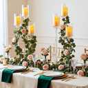 2 Pcs 3 Arms Acrylic Candelabras with Lampshade Set 30 Inch Wedding Table Candelabra Centerpieces Clear Candle Holder Candlestick Holder for Wedding Table Party Decor, Fit 3" LED Candle