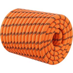 Double Braided Arborist Rigging Rope - 3/4 in X 220 ft 24 Strands Rappelling Outdoor Pulling Heavy Duty Polyester Bull Rope for Swing Tree Work Camping Rescue Hiking Logging - Orange