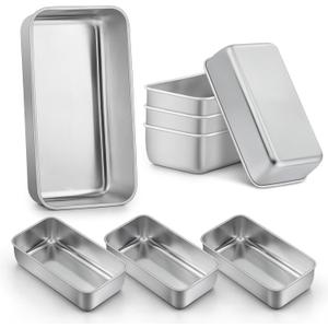 LIANYU 8 Pack 9x5 Inch Loaf Pans for Bread Baking, Stainless Steel Baking Bread Pans, Small Loaf Tins for Homemade Brownies and Pound Cakes, Dishwasher Safe (Silver)