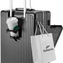 feilario 20in Aluminium Frame PC Hard Shell Spinner Wheels Luggage, Built-In TSA lock Carry on Suitcase, with Cup Holder, USB Port, Phone Holder