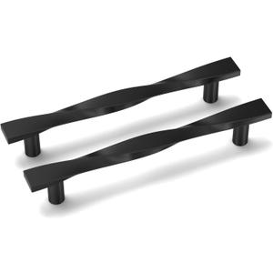 goldenwarm 15 Pack Matte Black Cabinet Pulls Black Cabinet Handles Solid Zinc Alloy Drawer Handles Kitchen Drawer Pulls 5Inch Hole Center Kitchen Door Hardware