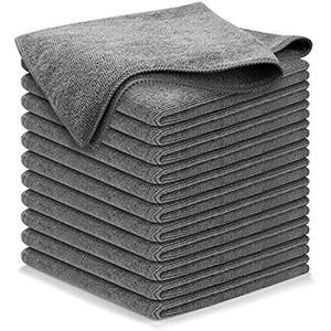 USANOOKS Microfiber Cleaning Cloth Grey - 9 Pcs (12.5"x12.5") - High Performance - 1200 Washes, Ultra Absorbent Microfiber Towel Weave Grime & Liquid for Streak-Free Mirror Shine - Car Washing Cloth