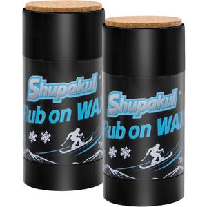 2 Pcs 70g Rub on Snowboard Wax, Portable Quick Ski Wax with Cork Applicator, Universal Ski Snowboard Waxing Accessories for Outdoor Snowboard Base Protection