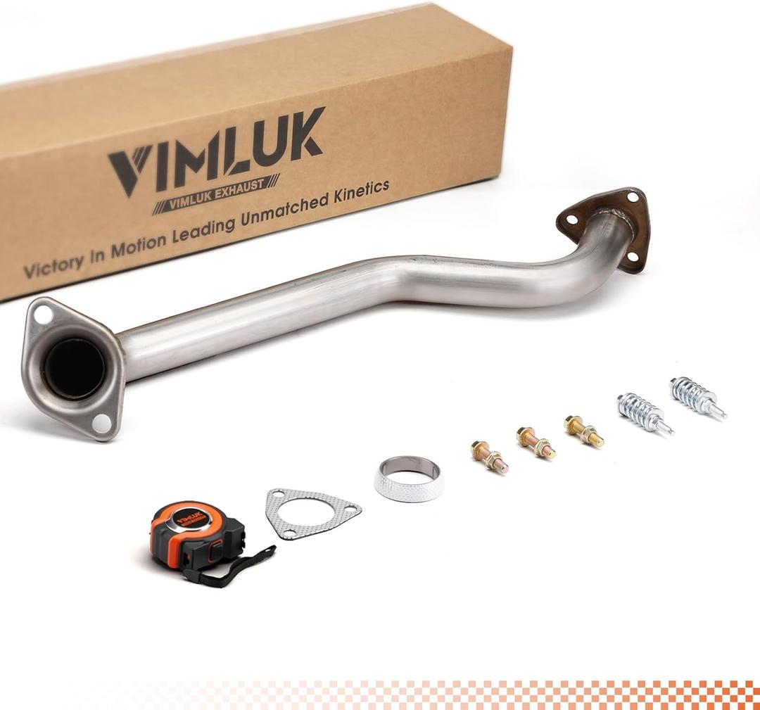 409 Stainless Steel Front Exhaust Pipe (Front Pipe) - Direct Fit Replacement for 2006-2011 Honda Civic 1.8L - OEM Part #18210-SNE-A01 - Includes Gasket and Bolt Kit (VK-HC02)