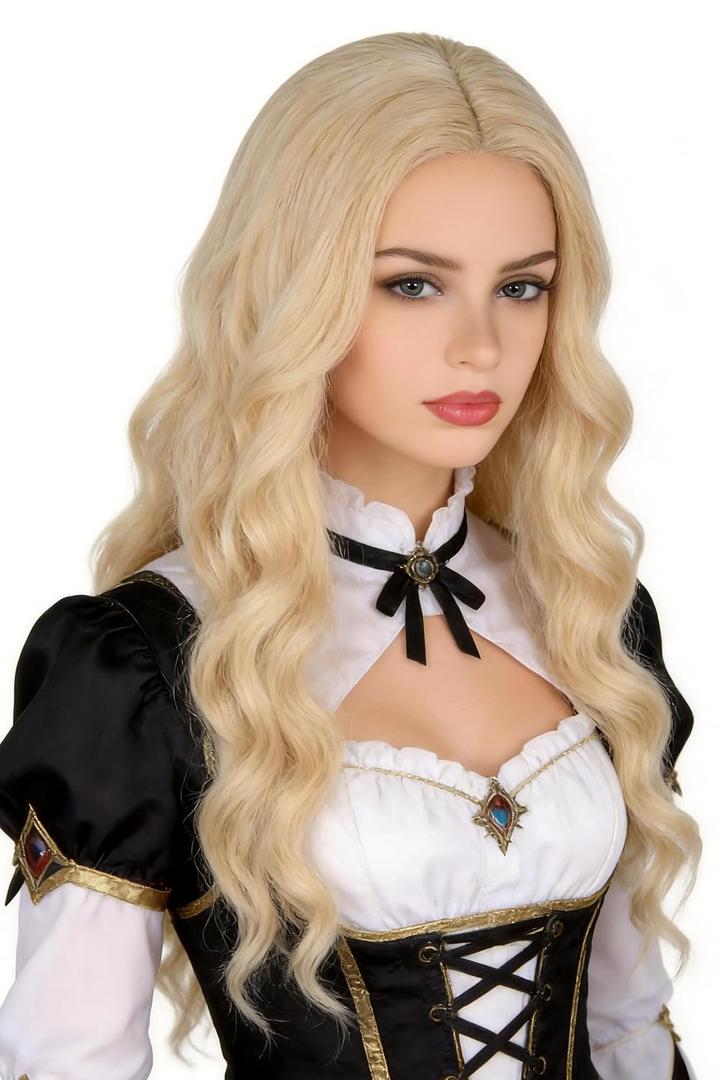 Blonde Wigs for Women Fluffy Long Wavy Sarah Wigs Heat Resistant Synthetic Wig for Daily Party