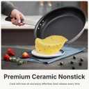 NEWBULIG Nonstick Frying Pan, 14" Heavy-Gauge Aluminum Skillet with Ceramic Nonstick Coating & Stainless Steel Base for Induction, Electric, Gas, Oven Safe, Black Hanging Handle