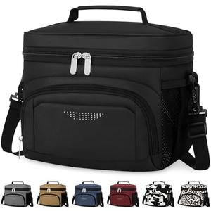 Vankor Lunch Box for Men Women, Insulated Lunch Bag Reusable Leakproof Cooler Lunch Tote Bag with Adjustable Shoulder Strap for Work Office Picnic Beach Travel, Black