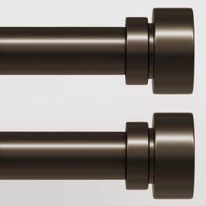 Lootkell 2 Pack Modern Brown Curtain Rods Set for Windows 28 to 48 Inches Adjustable Length Heavy Duty 1" Diameter Window Curtain Rod with Decorative Finials for Outdoor Bedroom Kitchen Living Room
